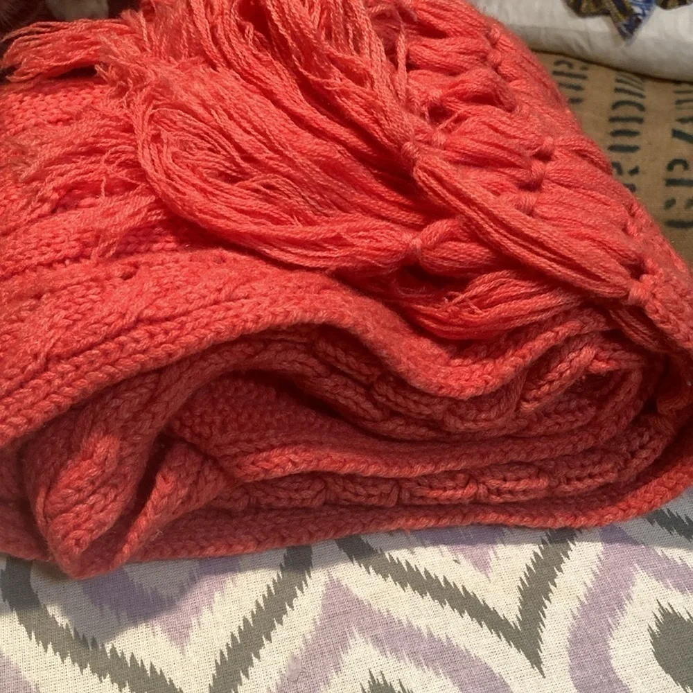 Cashmere & Wool long knit fringed scarf Brooks brothers